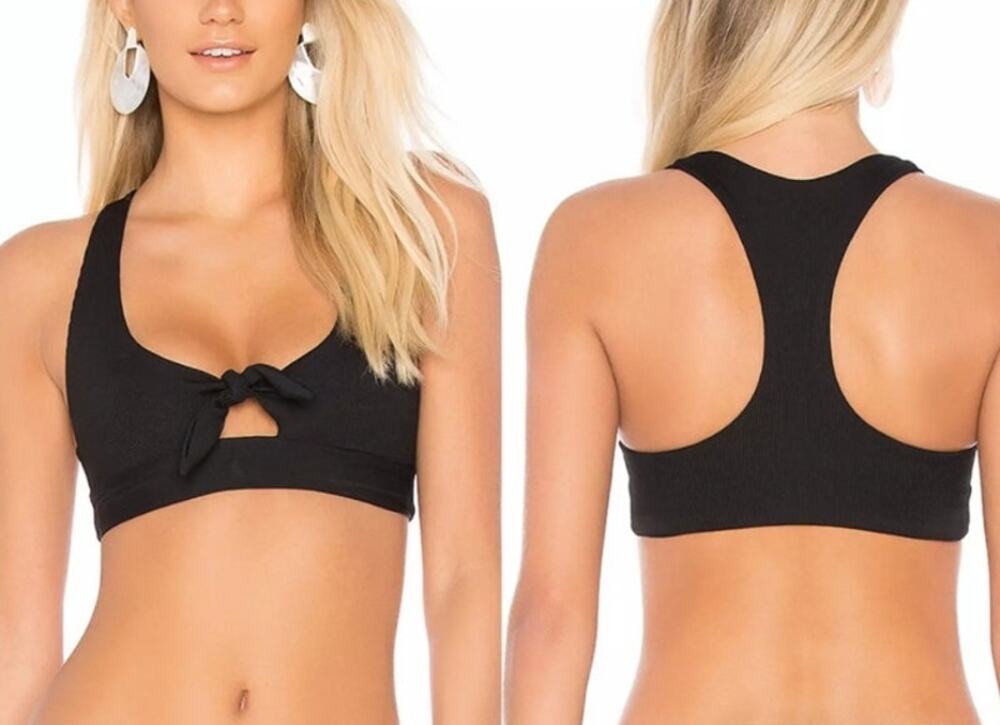 L*Space Tara Bikini Top in Black Size XS Racerback Keyhole